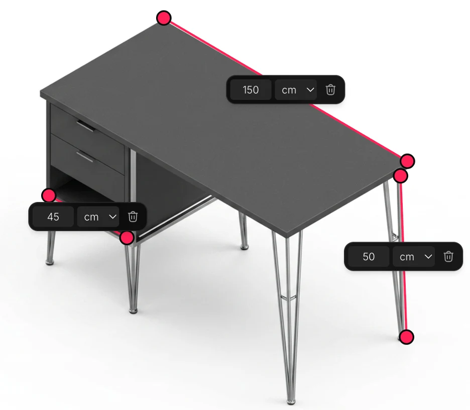Setting dimensions on a desk before generating the drawing